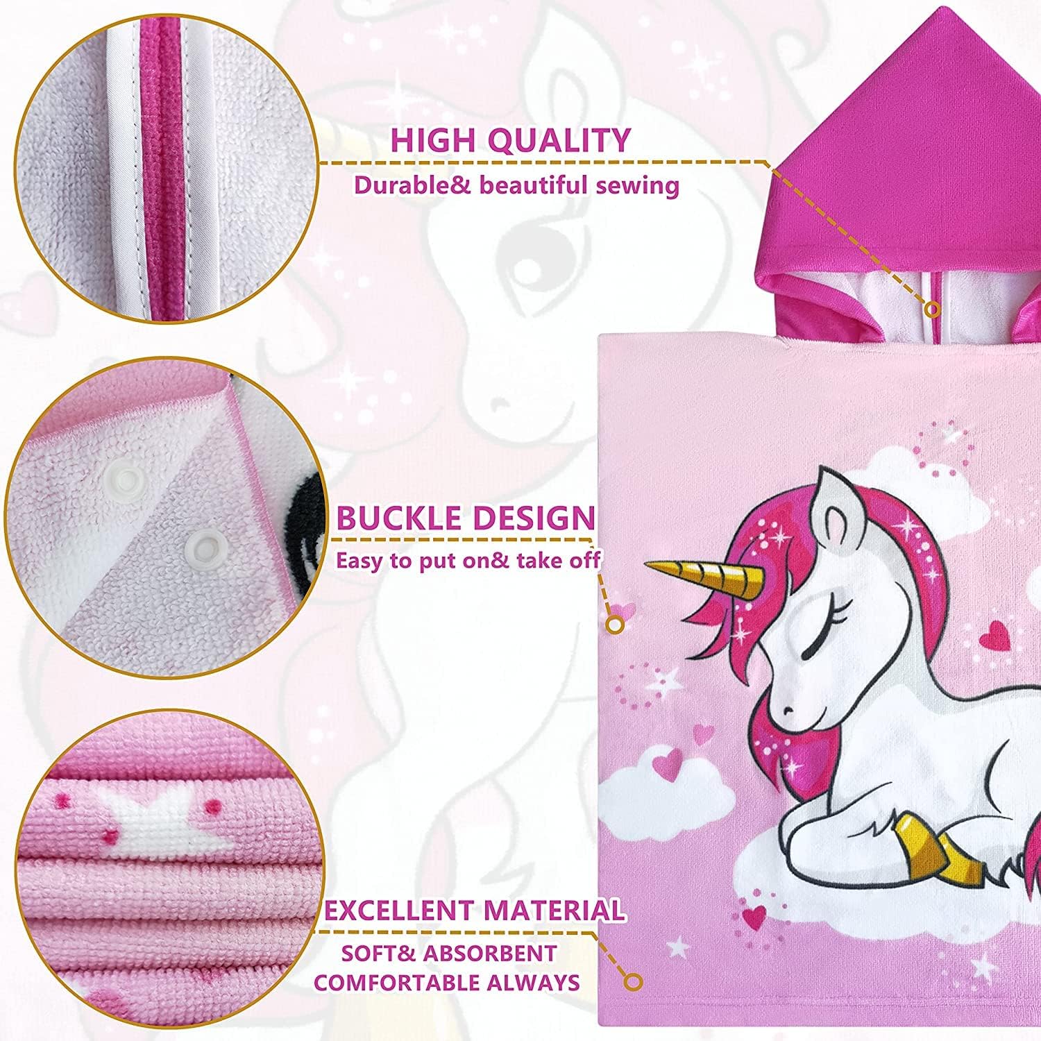 Soft Hooded Poncho Towel for Girls – 1 to 6 Years