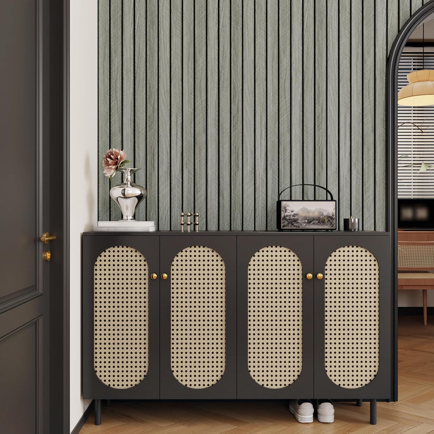 StickKep 3D Peel & Stick Wood Panels — Gray, 120"x12"