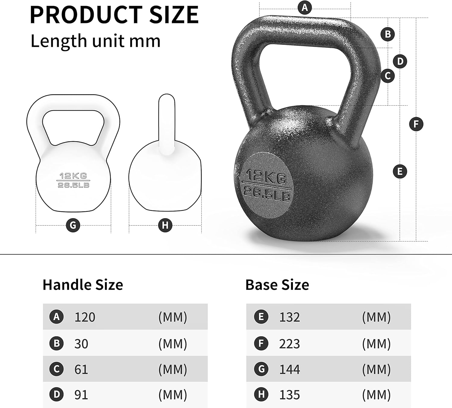 Pro Iron Cast Iron Kettlebell for Home Gym (4kg - 24kg)