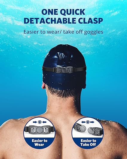 Aegend Swim Goggles — Anti-Fog, Leak-Proof, UV Protection, Blue/Black