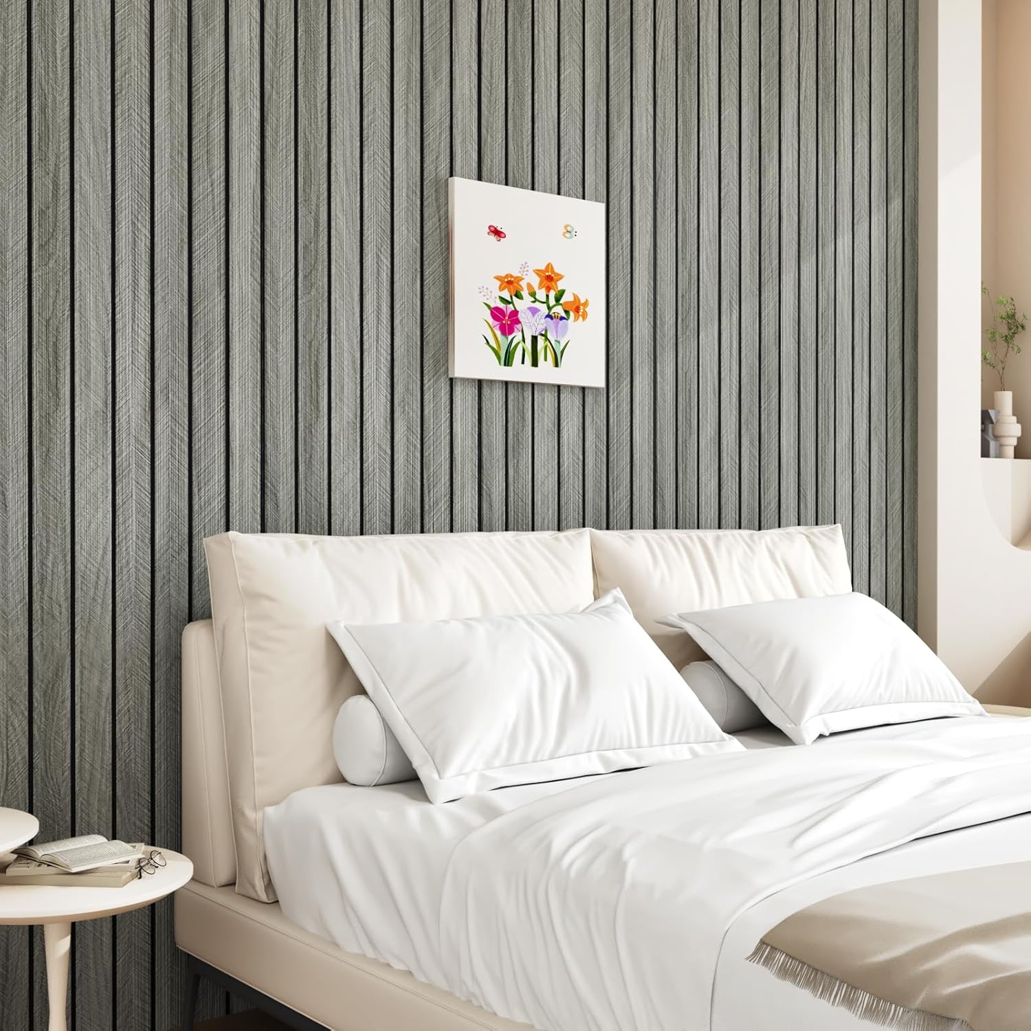 StickKep 3D Peel & Stick Wood Panels — Gray, 120"x12"