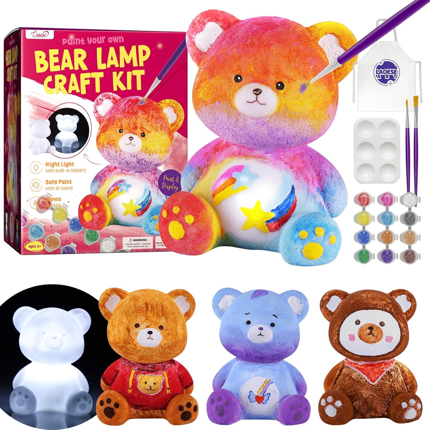 DIY Bear Lamp Painting Kit — Creative Gift for Kids (Ages 3–12)