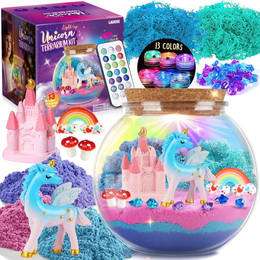 Unicorn Terrarium Kit for Girls — DIY Arts & Crafts Gift, Ages 4–12
