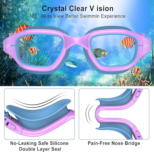 Amsena Kids Swim Goggles — Anti-Fog, Ages 7–12
