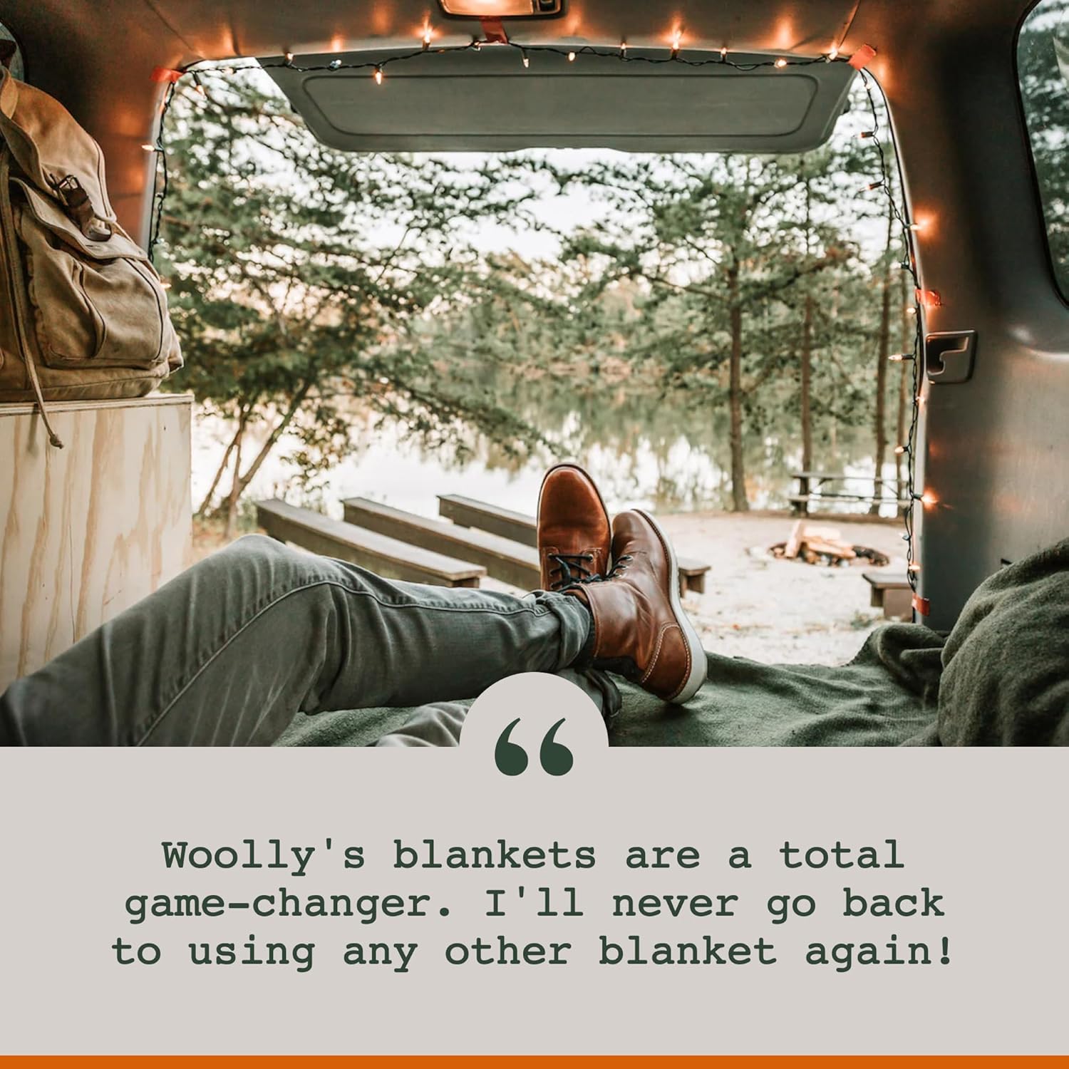 Woolly Mammoth Merino Wool Outdoor Blanket — Large, Orange
