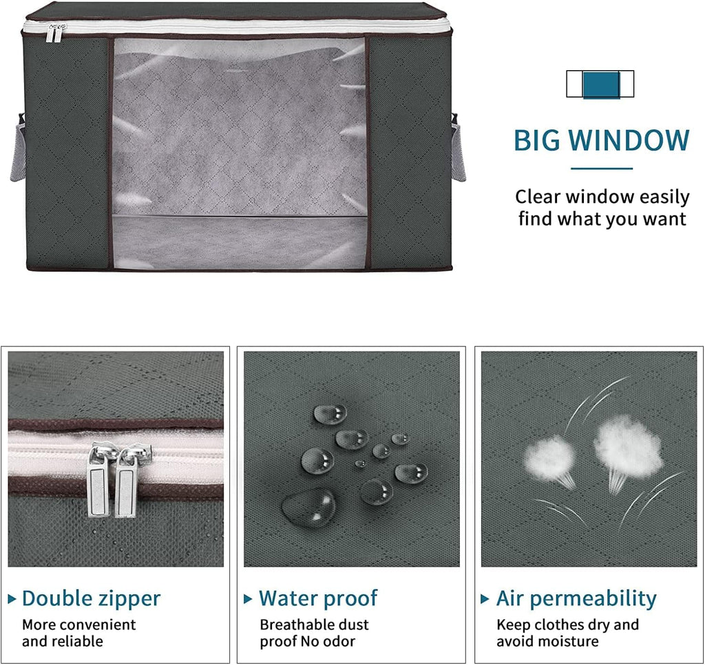 Sky Touch Foldable Storage Bags — Set of 3, Multi-Color, with Clear Window