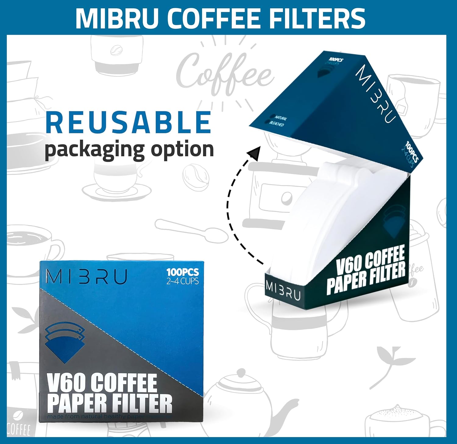 Mipro V60 Coffee Filters, Size 02, 100-Pack
