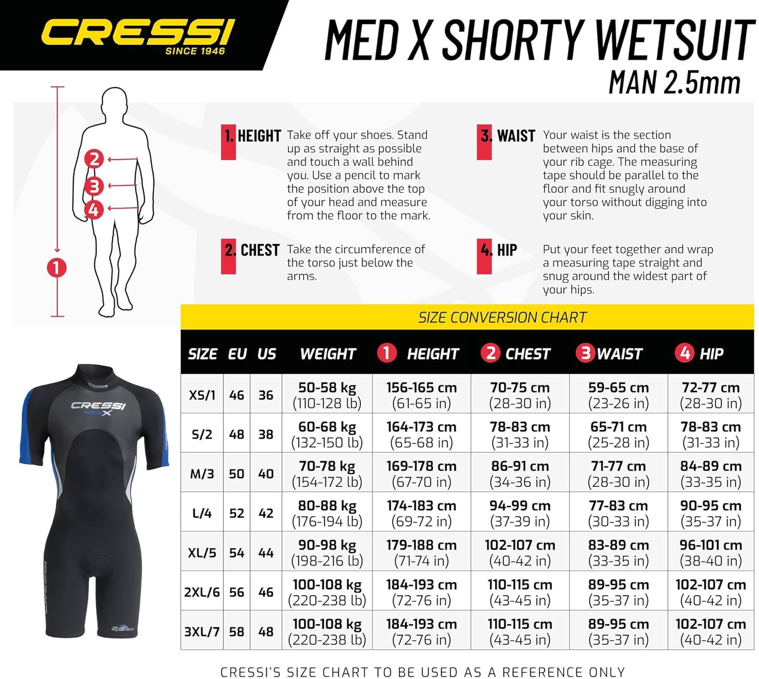Cressi Med X Men's Shorty Wetsuit — 2.5mm Neoprene