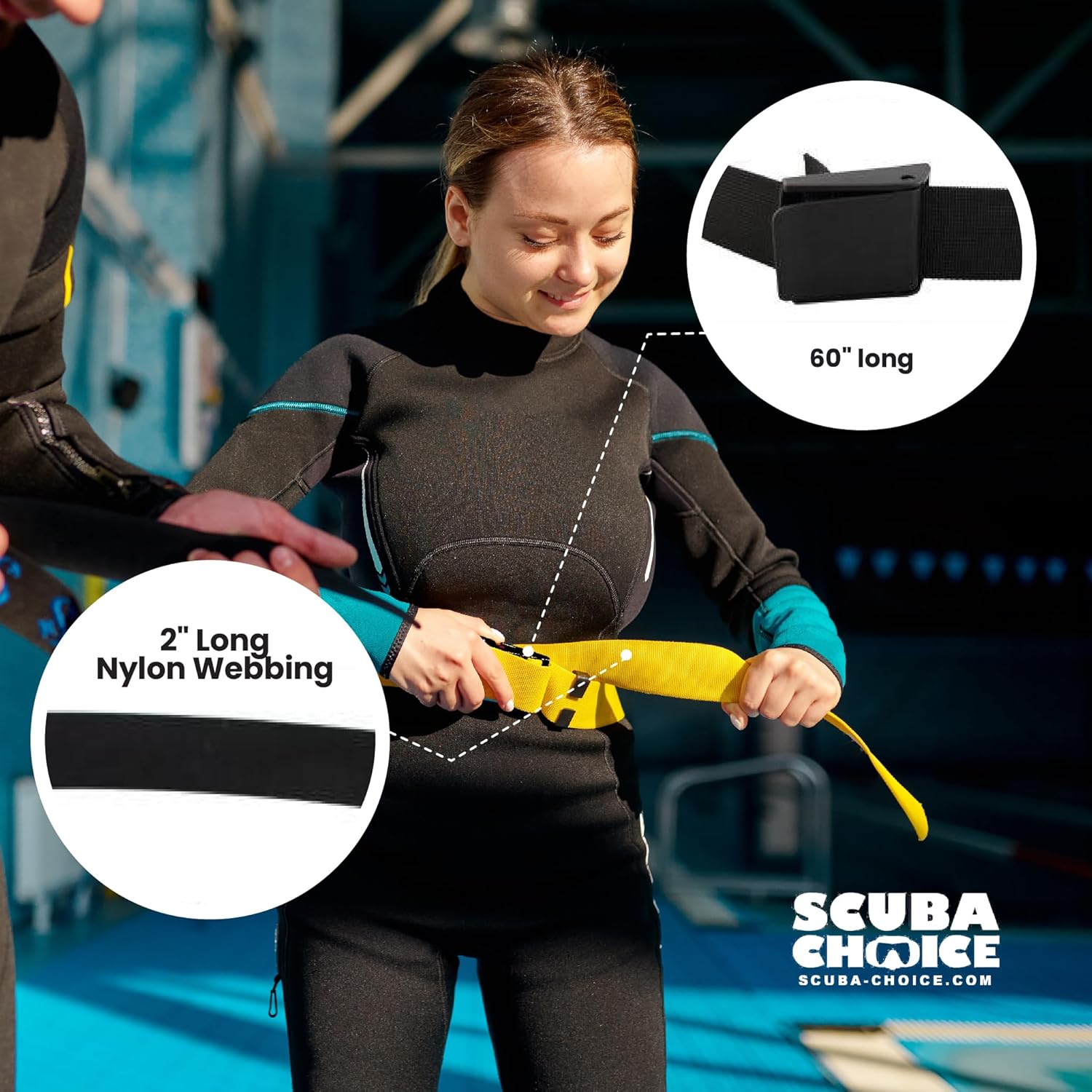 Scuba Choice 60" Diving Belt with Plastic Buckle — Black