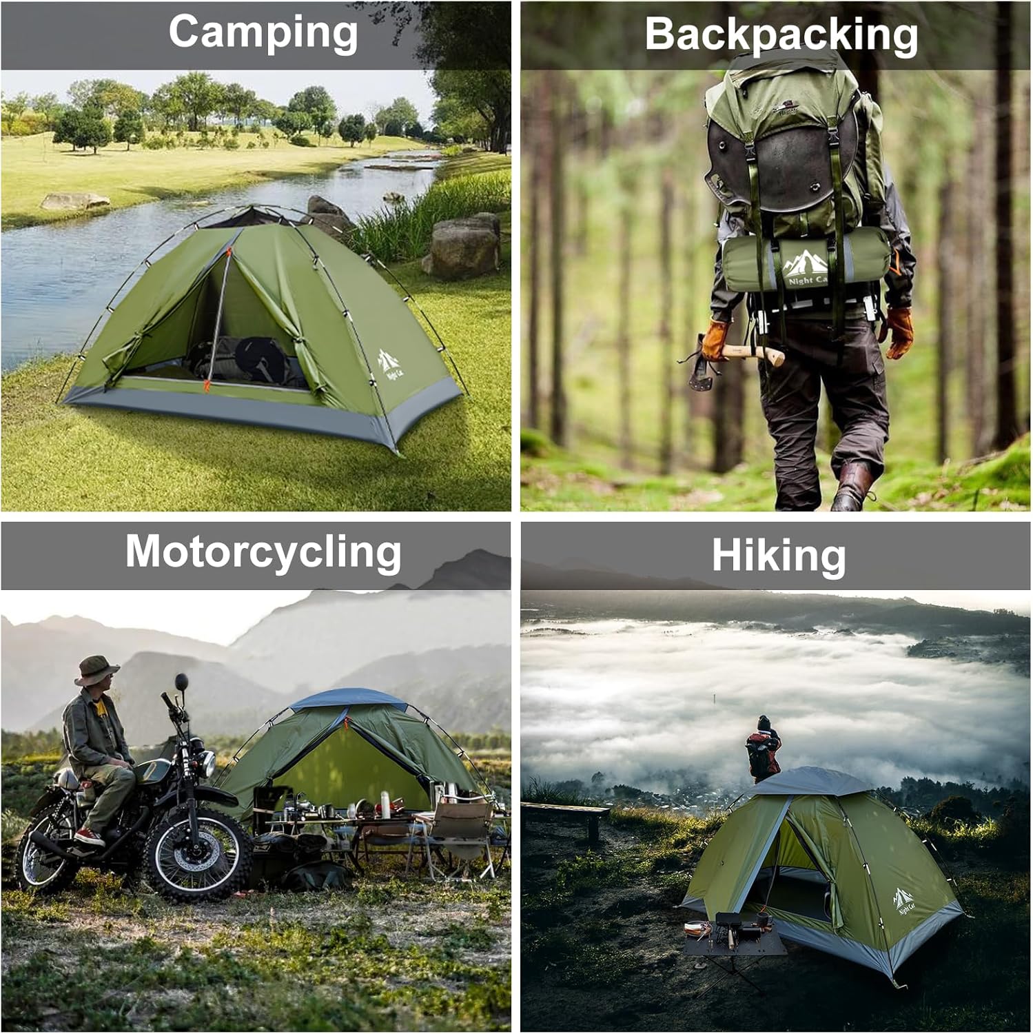 Night Cat Backpacking Tent — 1–2 Person, Lightweight & Waterproof