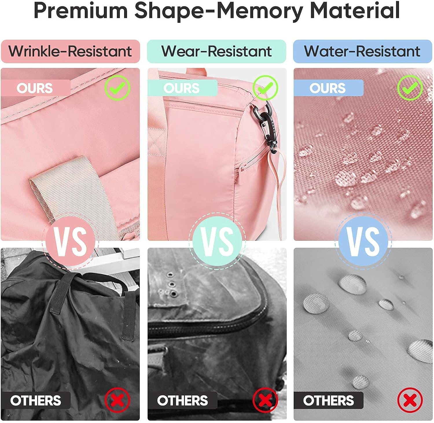 Lightweight Gym Duffel Bag with Shoe Compartment - Pink
