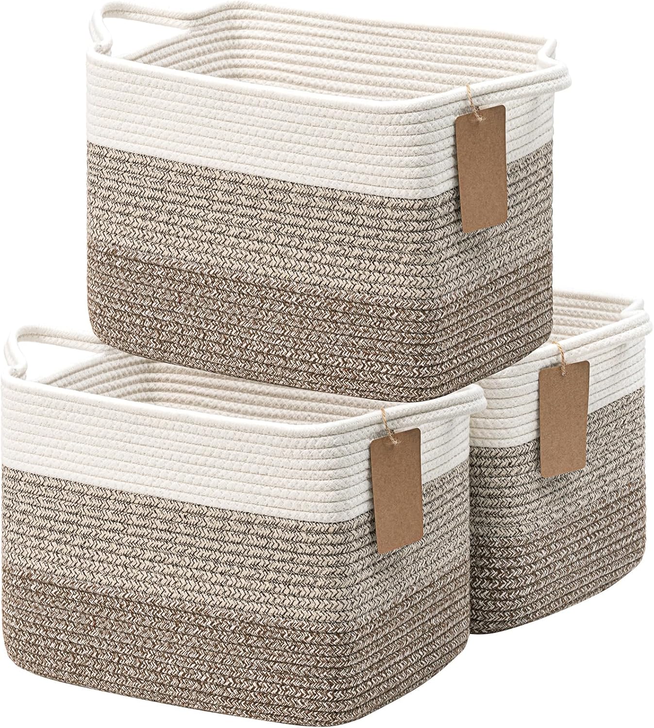 3-Piece Woven Storage Baskets for Shelves and Kids' Rooms