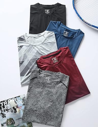 5-Pack Men's Quick-Dry Athletic T-Shirts — Short Sleeve, Gym & Running