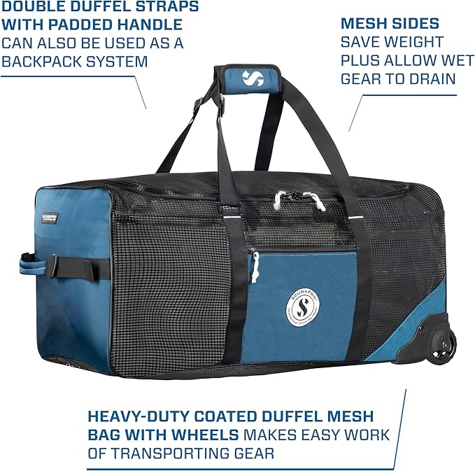 Heavy-Duty Mesh Duffel Dive Bag with Wheels