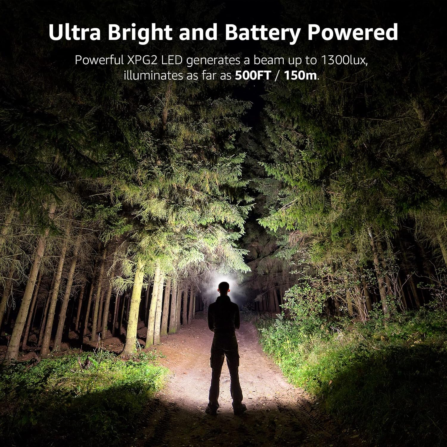 LED Headlamp — Ultra-Bright, Red Light, 6 Modes, 2-Pack