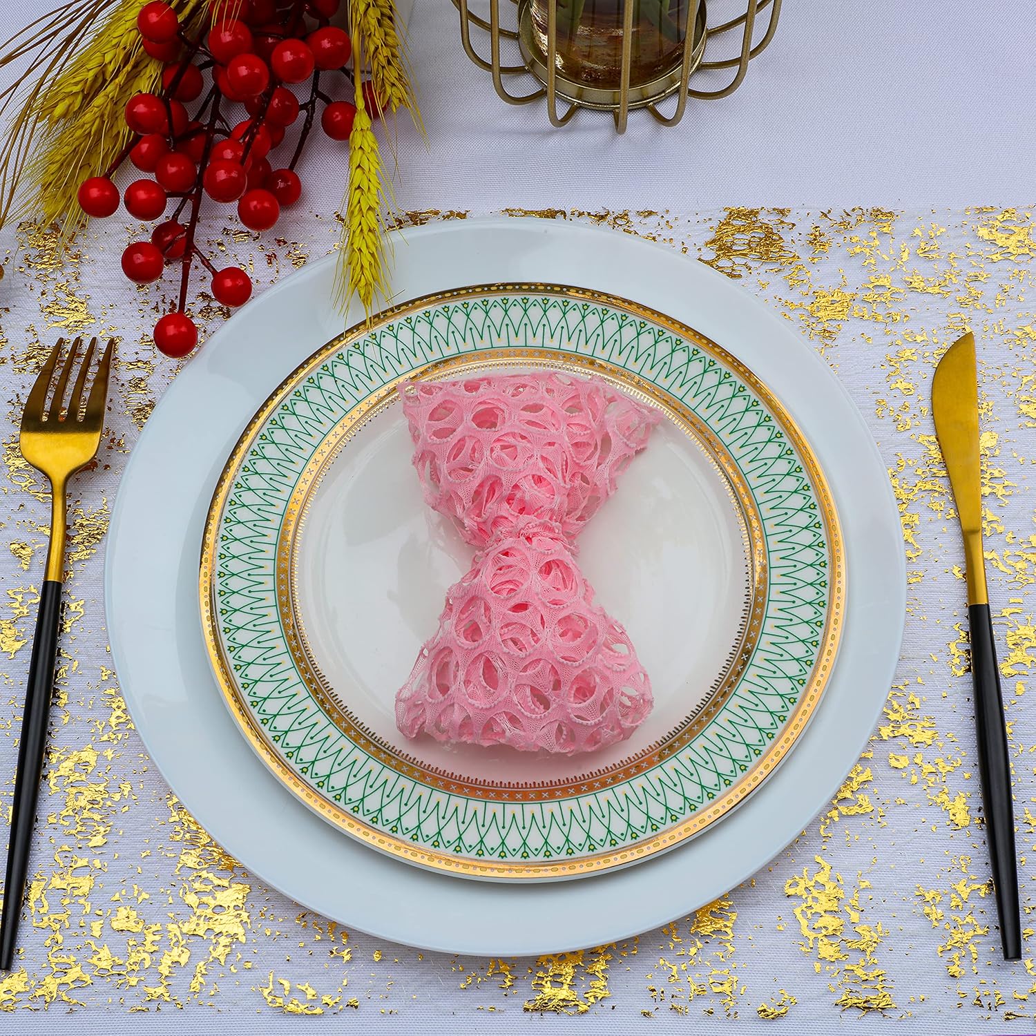 Snokingdom Gold Glitter Table Runner — 11" x 100 ft, Mesh Roll