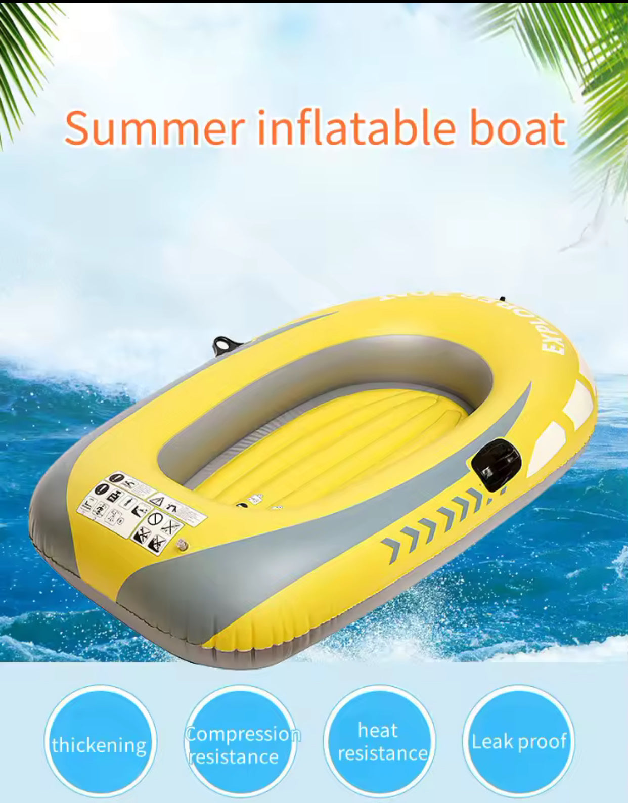 Small Inflatable PVC Boat for 2 People – Leisure & Fishing Use