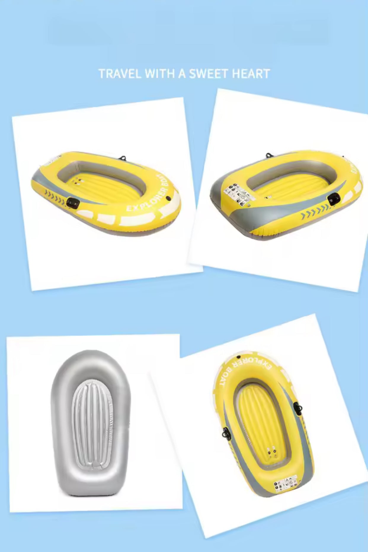 Small Inflatable PVC Boat for 2 People – Leisure & Fishing Use