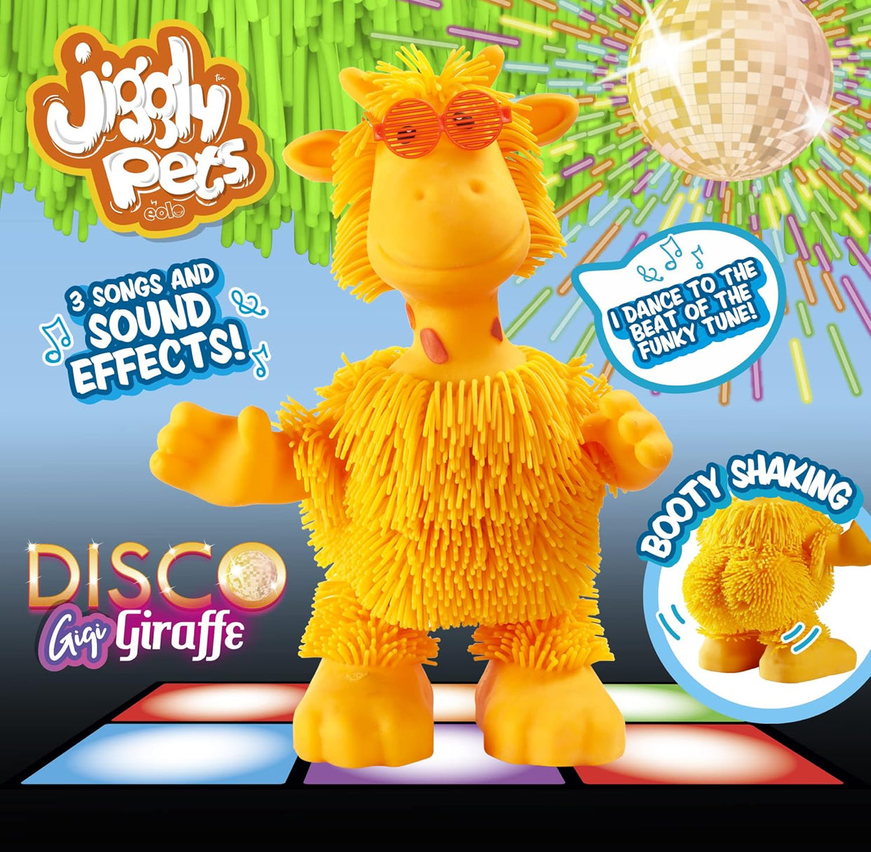 Eolo Jiggly Pets Disco Gigi Giraffe Plush Toy for 4+ Year Kids