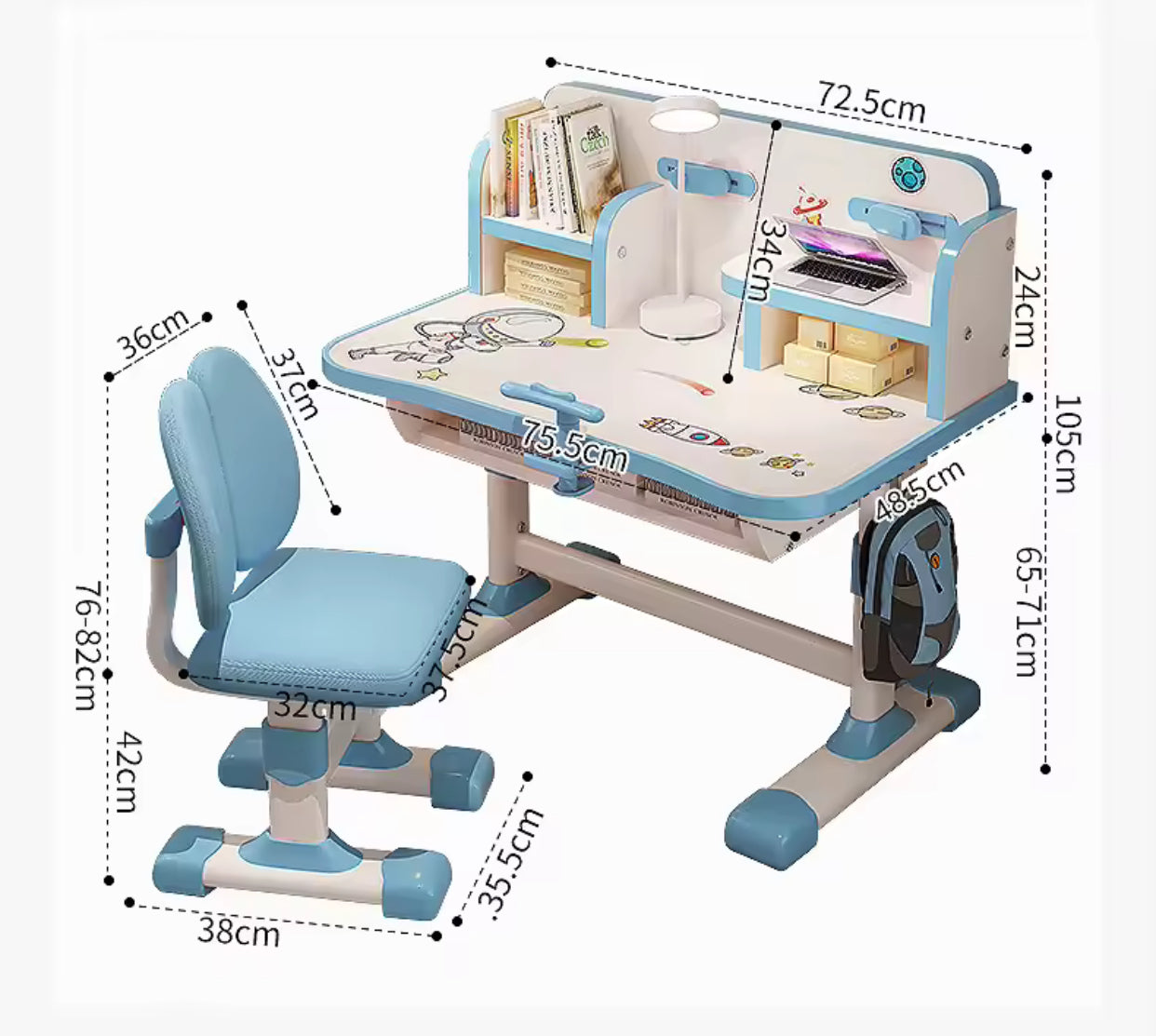 Adjustable Kids Study Desk & Chair Set – For Boys and Girls