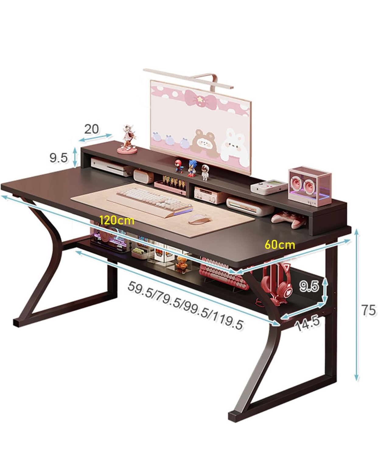 📚 Study Desk with Monitor Stand – 120cm Black