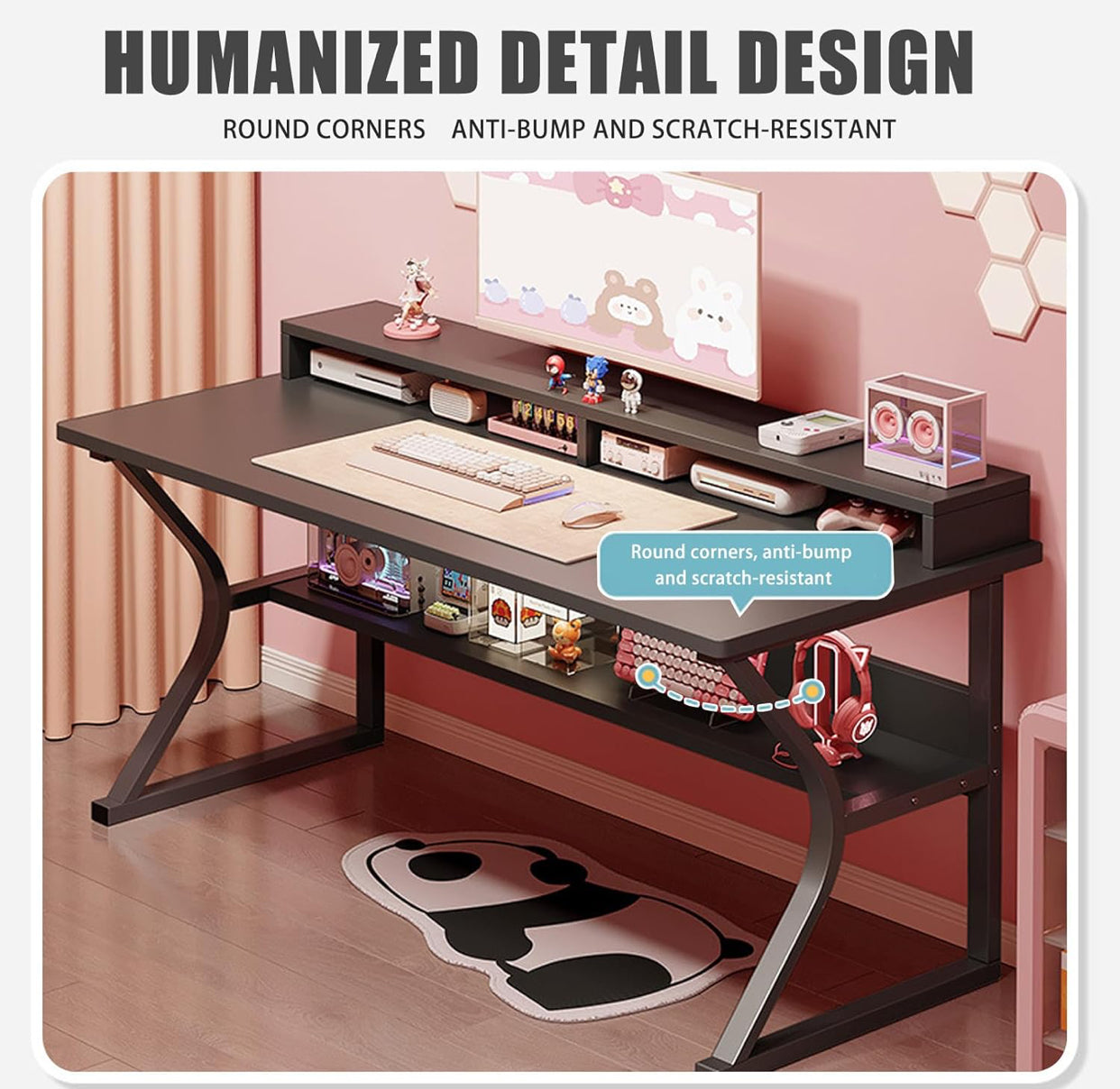 📚 Study Desk with Monitor Stand – 120cm Black