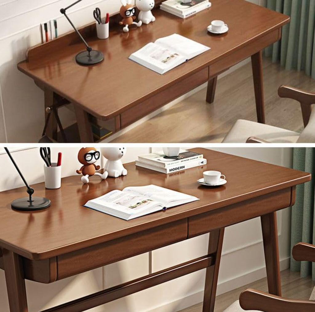 📝 Large Wood Study Desk with Drawers & Shelf – 47" Mid-Century Style