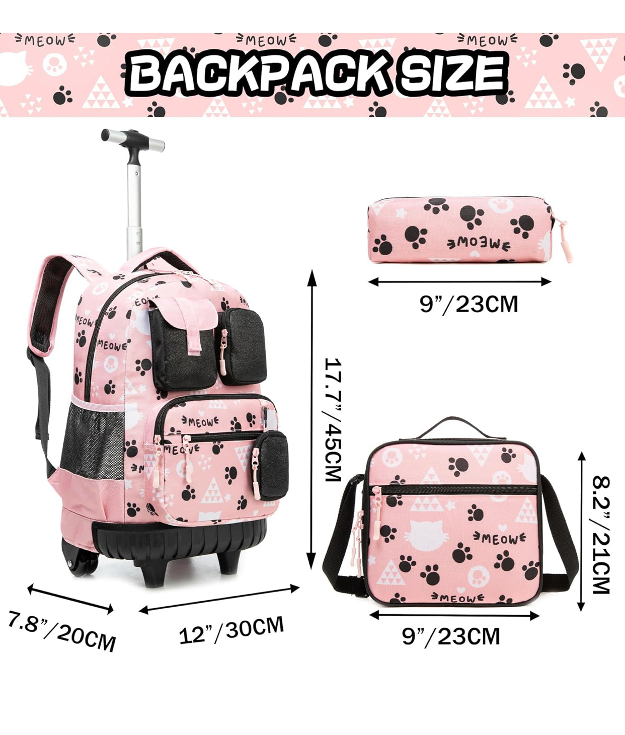 🧳 Kids Rolling Backpack with Wheels
