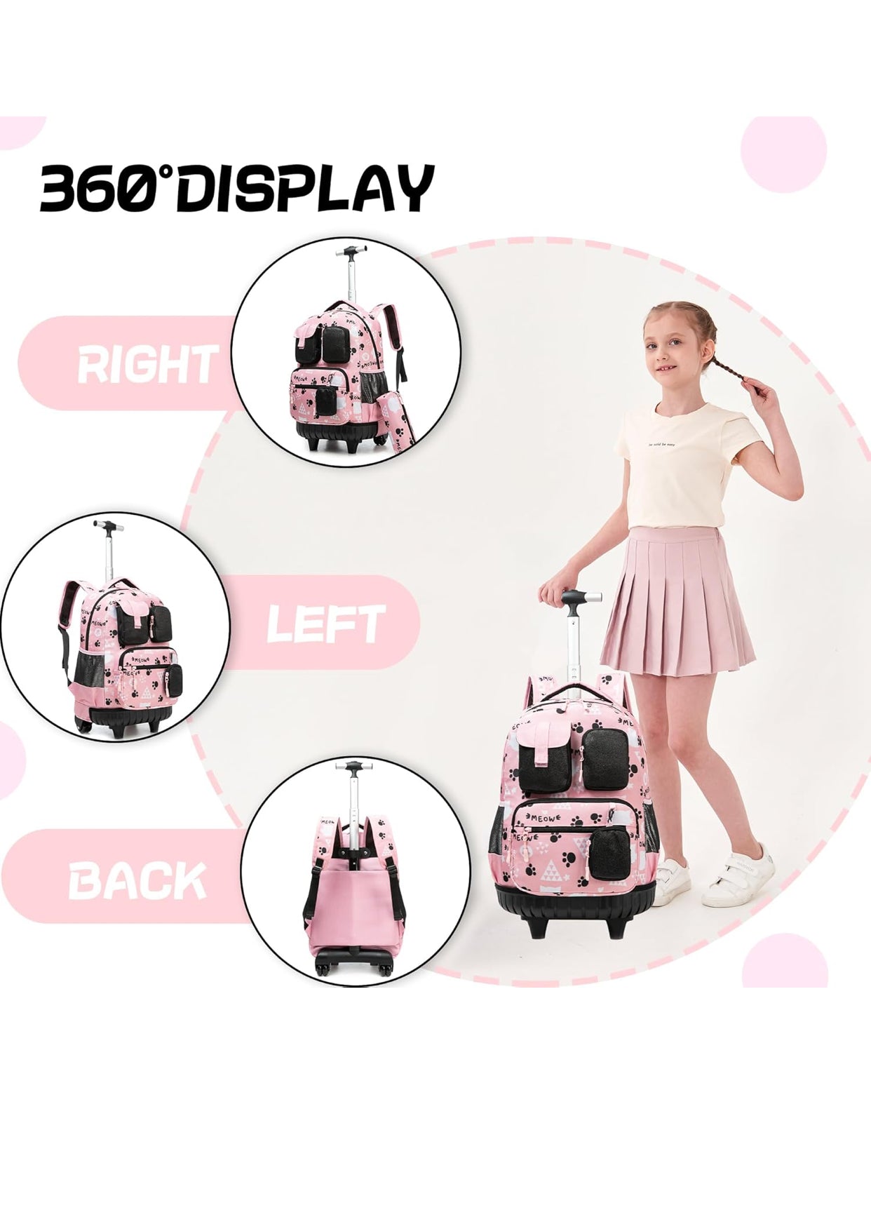 🧳 Kids Rolling Backpack with Wheels