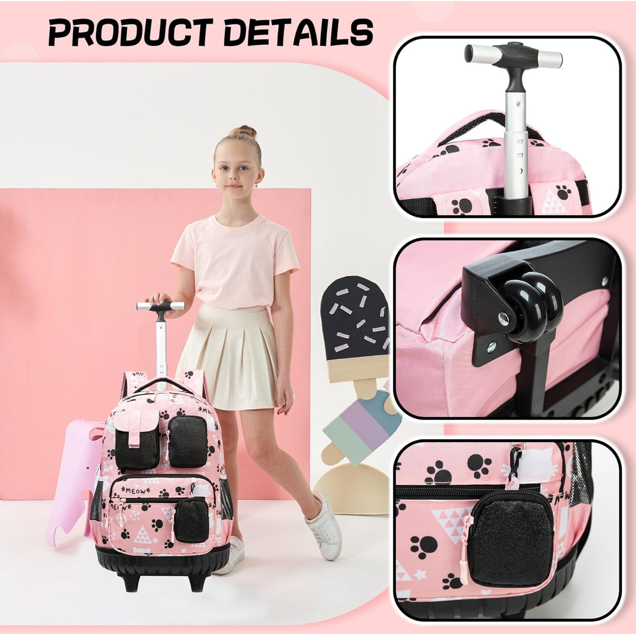 🧳 Kids Rolling Backpack with Wheels