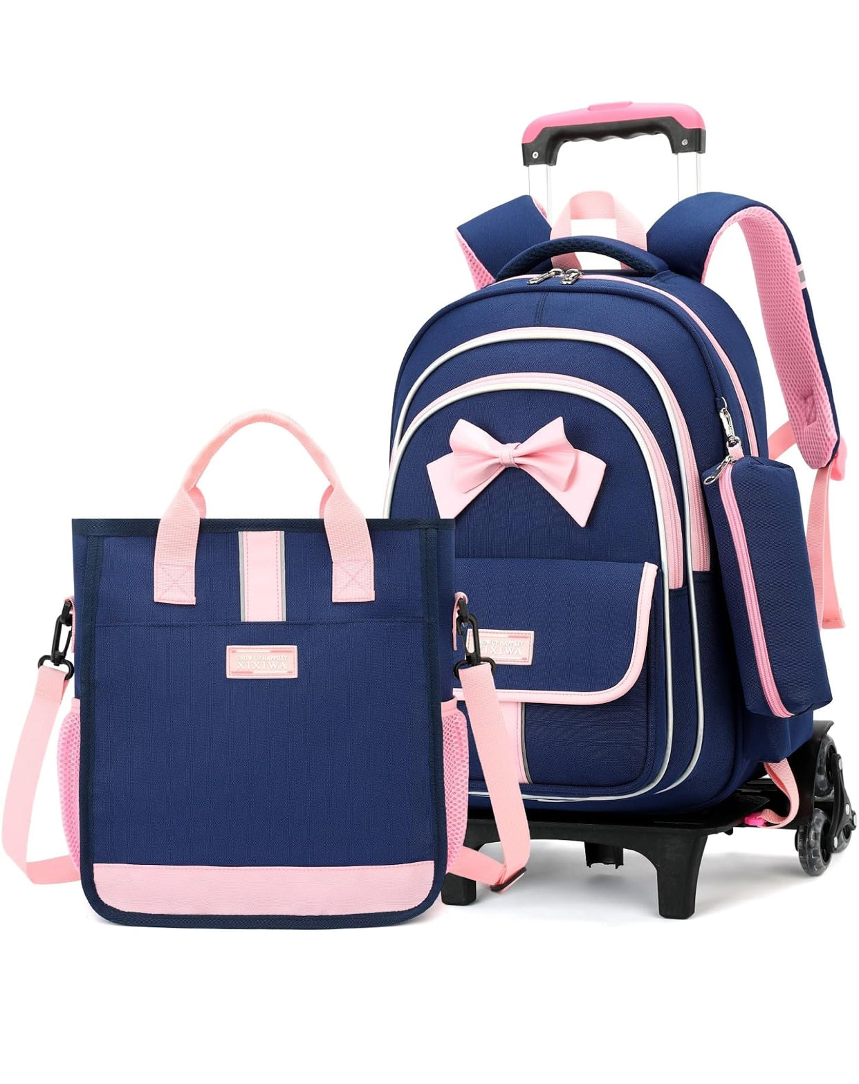 🎀 3-in-1 Rolling Backpack Set for Girls – Cute Design with Wheels