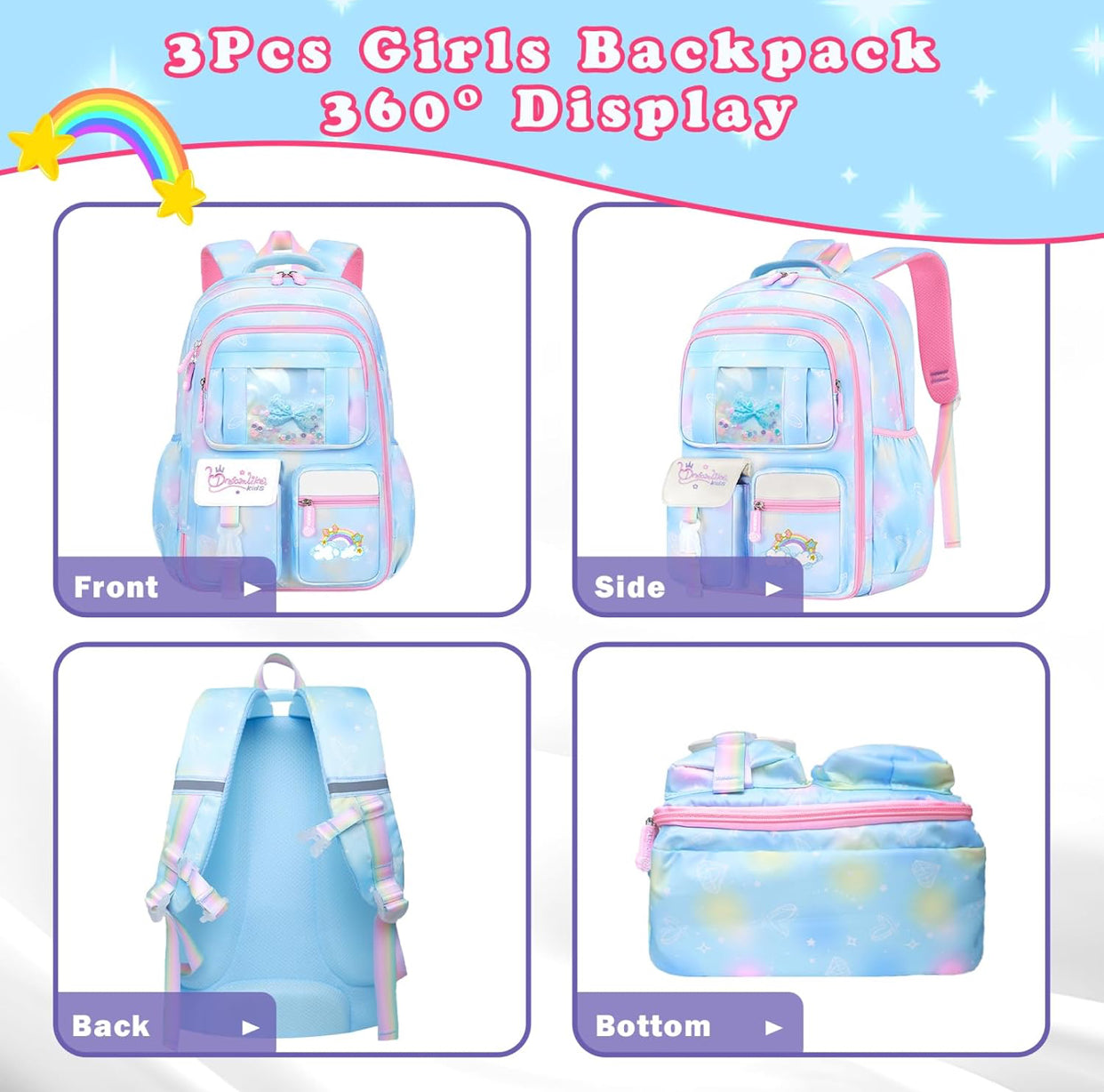 Schxuw School Backpack with Lunch Bag Pen Bag Set