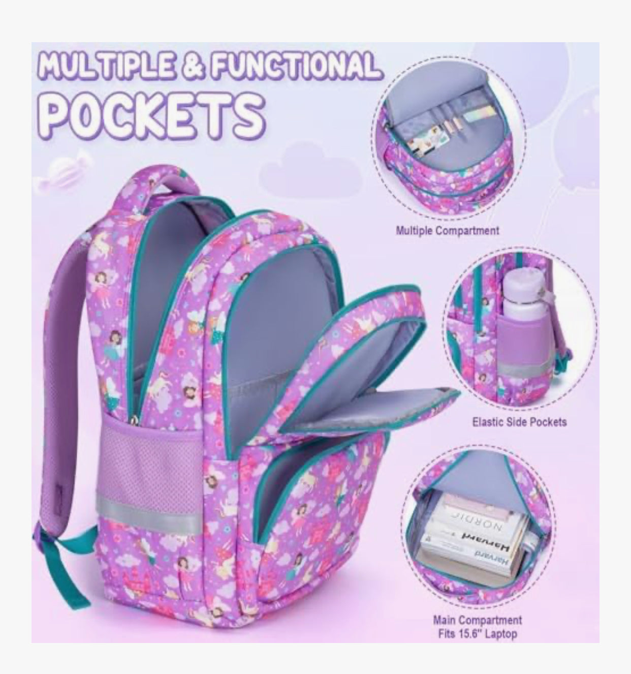 🎒 3-in-1 Kids School Backpack Set – Waterproof Bag with Lunch Box & Pencil Case