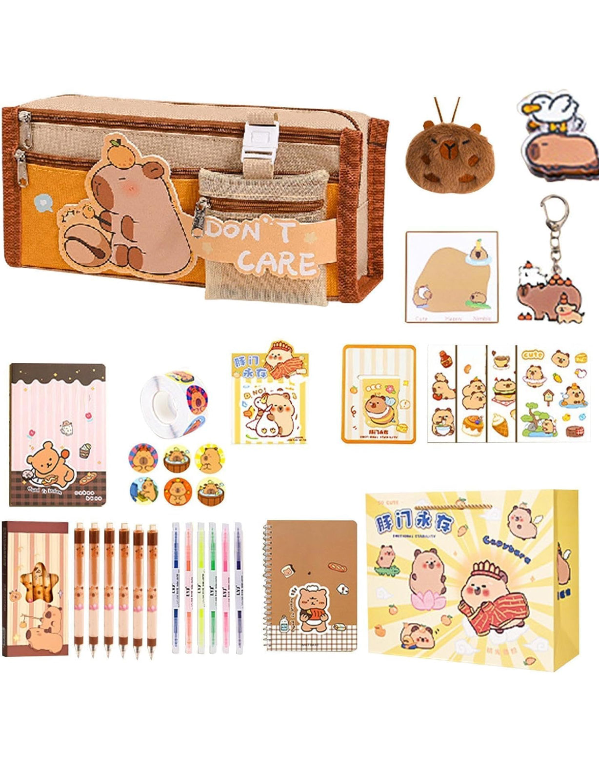 🎁 Capybara Stationery Gift Set – Cute School Supplies for Students