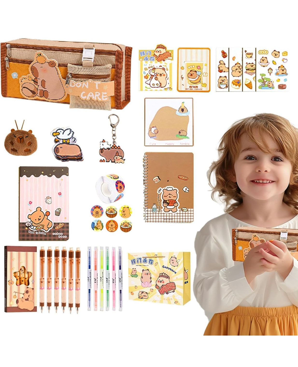 🎁 Capybara Stationery Gift Set – Cute School Supplies for Students