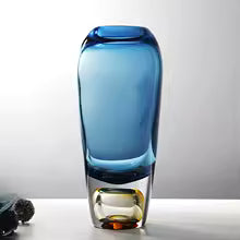 Blue crystal glass vase