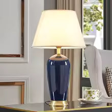 Dark Blue Ceramic Table Lamp – Luxury Remote-Controlled Design