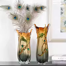 Crystal glass vase, enamel color, light luxury