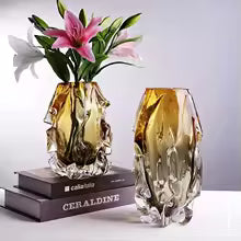 Luxury Crystal Glass Vase with Gold Base