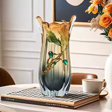 Crystal glass vase, enamel color, light luxury