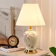 Modern Ceramic Table Lamp with Bird & Flower Design