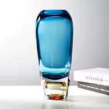 Blue crystal glass vase