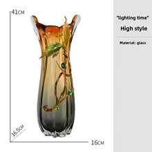 Crystal glass vase, enamel color, light luxury