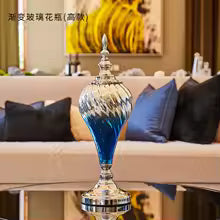 Luxury Sapphire Glass Vase with Lid