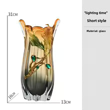 Crystal glass vase, enamel color, light luxury