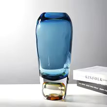 Blue crystal glass vase