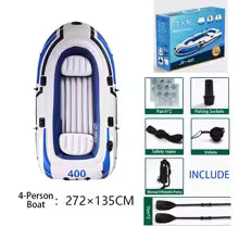 2-4 Person Inflatable Kayak Boat – Heavy Duty PVC Raft for Fishing & Water Sports