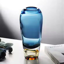 Blue crystal glass vase