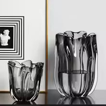 Modern Crystal Glass Vase with Gold Accent
