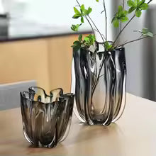 Modern Crystal Glass Vase with Gold Accent